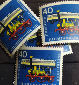 德国邮票ZA9，1965年交通运输博览会，早期火车机车，一枚价