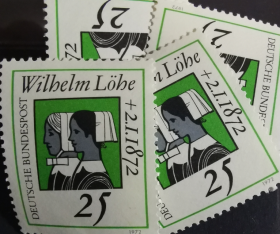 德国邮票ZA9，1972年作家路厄逝世100周年，一枚价