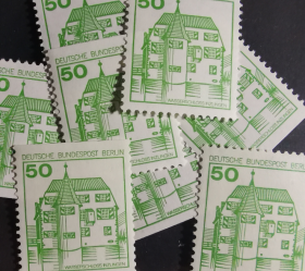 德国邮票ZA9，1980年城堡建筑，因兹林根堡，建筑，一枚价
