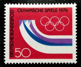 德国西德1976年邮票 第12届冬季奥运会·因斯布鲁克1全新原胶全品