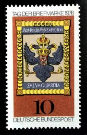 德国西德1976年邮票 邮票日 邮局徽志 1全新 原胶全品