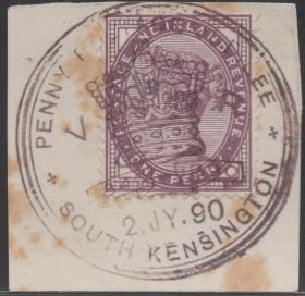 英国邮票，1881年丁香便士维多利亚女王，黑便士发行50周年邮戳
