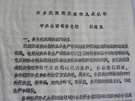 对多元流通渠道的几点认识—山西省委党校；郭耀龙