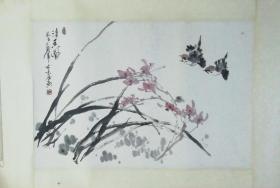 小幅花鸟画，兰花，古春花鸟画