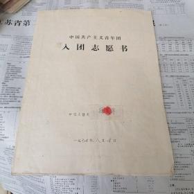 入团志愿书一份1974年