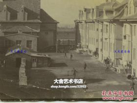 1917年驻守在天津的美国兵营内部全景老照片，14X8.2厘米