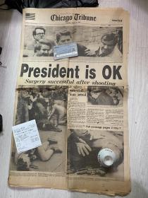 里根遇刺 报纸 1981.03.31（30号遭遇刺杀）芝加哥论坛报  内容丰富 另外赠送四种有关里根、戈尔巴乔夫的老报纸 孔网唯一