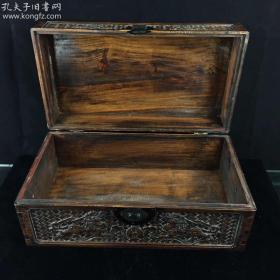 收藏 花梨木雕【麒麟送福】老官箱