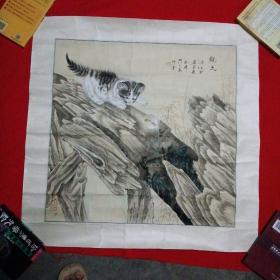 梁君X【动物画】--猫-观蝴蝶--保真手绘