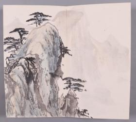 画家 山居 丙寅年（1986）水墨山水画《长帆远影》经折装小册页一件 HXTX381704