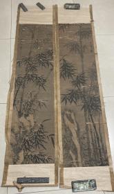 买永智（明晚期）两幅 120×30厘米×2 【品相不好 品如图】