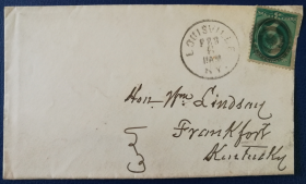 美国实寄封，1870年代肯塔基州参议院林赛邮寄，花式邮戳18