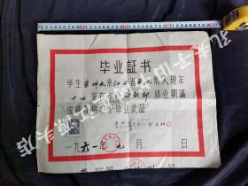 1961年婺源县裔官小学校长金立林签发毕业证书一张。