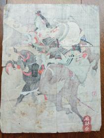 血溅沙场！明治期武士绘精品 银箔使用 小信作 日本浮世绘原版画