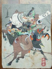 血溅沙场！明治期武士绘精品 银箔使用 小信作 日本浮世绘原版画