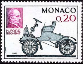 摩纳哥邮票ZA1，1963年美国汽车制造商亨利·福特诞辰百年，一枚