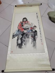 山东著名军旅画家侯少山原装立轴8平尺保真