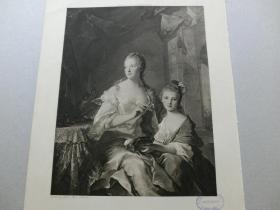 【百元包邮】《伯爵夫人和她的女儿》 （THE COUNTESS OF NEUBOURG AND HER DAUGHTER）1902年 照相版画 源自艺术日志 伦敦韦尔图公司版本（LONDON:H.VIRTUR）  纸张尺寸约31.7×23.4厘米（货号AJ1035）附一网络彩图作对比和欣赏