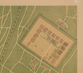 昭和十一年（1936年）《大奉天最新美术图》（原图高清复制），（民国辽宁奉天沈阳老地图），全图规整，年代准确，开幅巨大，色彩典雅，绘制详细，请看北大营兵营布局。反应日占时期沈阳市布局特点。奉天市地理地名历史变迁重要地图史料。裱框后，风貌佳。