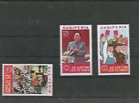 阿尔巴尼亚 1969 中国建国20周年/毛泽东/红卫兵/大炼钢（3全新）