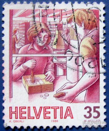 邮政服务盖邮戳--瑞士邮票 --早期外国邮票甩卖--实拍--包真