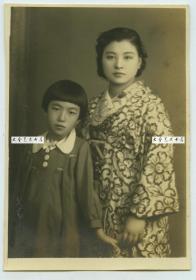 民国时期日本和服女子和她的女儿老照片