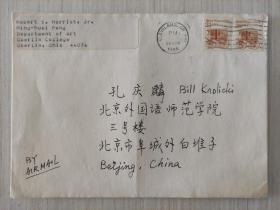 【实寄封】美国 克利夫兰寄中国北京   1988年