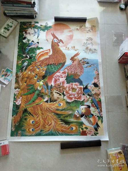 一开年画：百鸟朝凤（全开，张孝谦作）