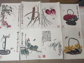 荣宝斋齐白石木版水印画册页精品8张一套