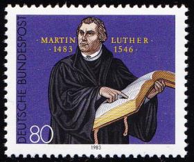 邮票，老邮票，马丁路德邮票，德国邮票1983宗教改革家马丁路德1全新，少见！正品保真，非常稀有难得，意义深远，可谓古邮票收藏的珍品，孤品，神品