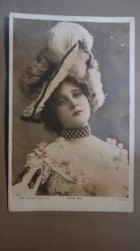 1905年 ANTIQUE POSTCARD - Miss Miss Edna May 古董明信片《名伶 梅小姐》原品手工上色蛋白老照片 新明信片