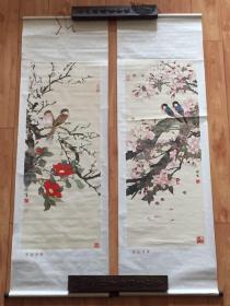 花鸟对屏 半开 规格120*76cm 库存老画 保老保真