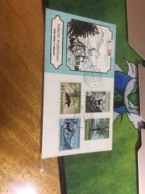 外国精品信封，意大利，动物自然，贴4张自然风景邮票，20191016
