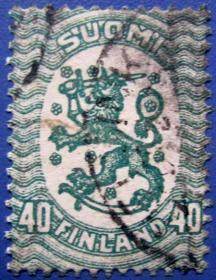 芬兰国徽狮子--芬兰邮票--早期外国邮票甩卖--实拍--包真