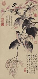 明 蓝瑛 秋色梧桐图 32x65.4cm 纸本 1:1高清国画复制品