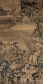 清 沈铨 蜂猴图 96.6x184cm 绢本 1:1高清国画复制品
