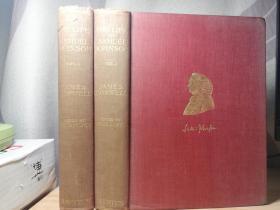 1925年  THE LIFE OF SAMUEL JOHNSON by JAMES BOSWELL 《约翰逊传》 2本全  含576副插图 书顶刷金  大开本   厚重  25X19CM