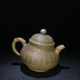 紫砂壶正宗宜兴竹编掇球壶底款钱菊芳大师纯手工制原矿段泥收藏壶