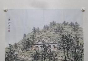 保真书画，刘晓岭精美山水画一幅，尺寸68×69cm。刘晓岭，河北衡水学院美术学院院长，中国美协会员，中央美院访问学者，民革衡水市委副主委。