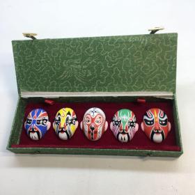 天津泥人张彩塑 脸谱 5枚 锦盒装  （ 窦尔敦、和路通、齐天大圣、太史慈、 栾廷玉）