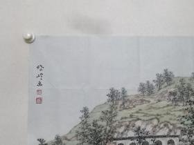 保真书画，刘晓岭精美山水画一幅，尺寸68×69cm。刘晓岭，河北衡水学院美术学院院长，中国美协会员，中央美院访问学者，民革衡水市委副主委。