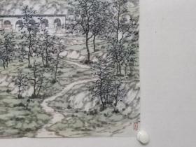 保真书画，刘晓岭精美山水画一幅，尺寸68×69cm。刘晓岭，河北衡水学院美术学院院长，中国美协会员，中央美院访问学者，民革衡水市委副主委。