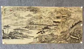 上海已故画家 杨度（原来杨浦区一个已故的老画家民国人，杨滋可，也叫杨度）四尺整张——只包手绘，图物一致售后不退。 画心净尺寸133乘以62厘米，有小撕口小破损装裱后可以密合。