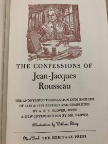 The confessions of jean-jacques rousseau  《忏悔录 》Rousseau 卢梭 Heritage Press 1955年 布面精装