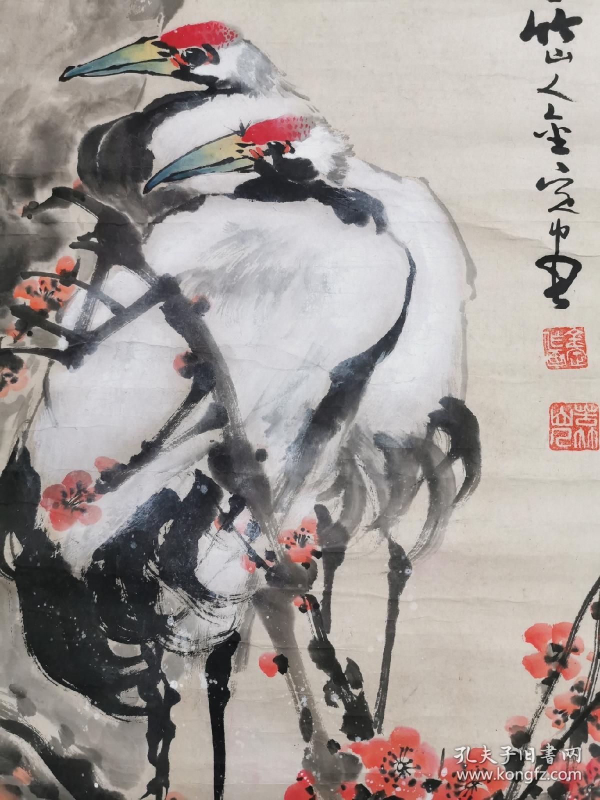 林金定2条五尺屏花鸟梅鹤与牡丹花双飞。每张1800。两张总共3200元特价。可单独买。