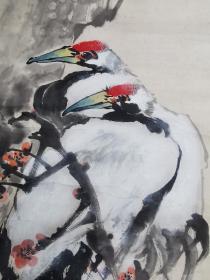 林金定2条五尺屏花鸟梅鹤与牡丹花双飞。每张1800。两张总共3200元特价。可单独买。