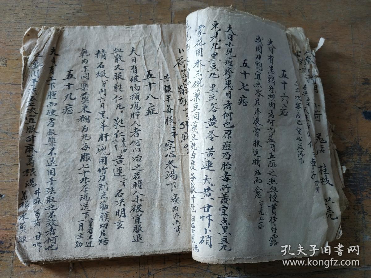 江西老中医祖传医《目科》药书手抄本一厚册，术业有专攻，七十二症眼科疾病，有论有方，丸散点滴，辨证施治，均为私传药方，识者宝之。前面数页破损。