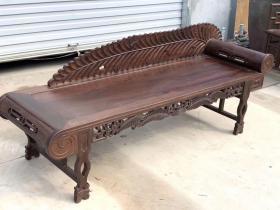 檀木,雕刻树叶,美人塌,包奖浑厚,纹理清晰自然,份量十足坚固耐用,