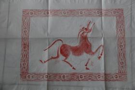 汉砖 宣纸 朱砂 拓片 【瑞兽】汉砖，出土于河南许昌。原砖原拓。.全手工拓 图案清晰.留有题跋空间