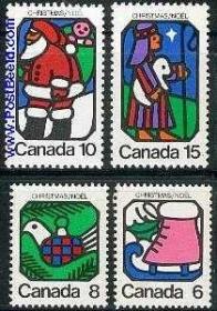 加拿大1973年圣诞节:滑冰鞋;鸽子;圣诞老人4全新
